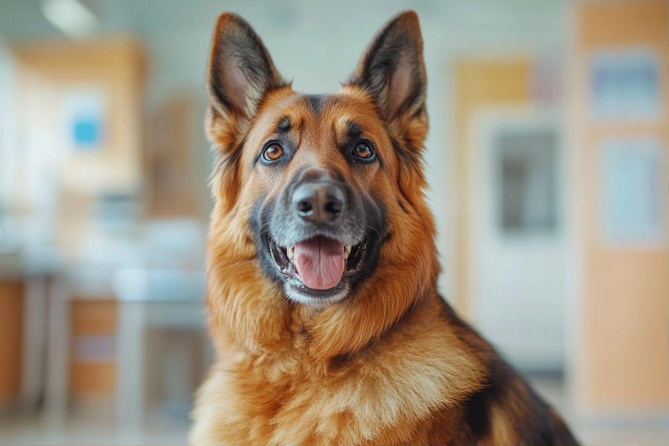 Chien berger allemand heureux aux poils roux et noir