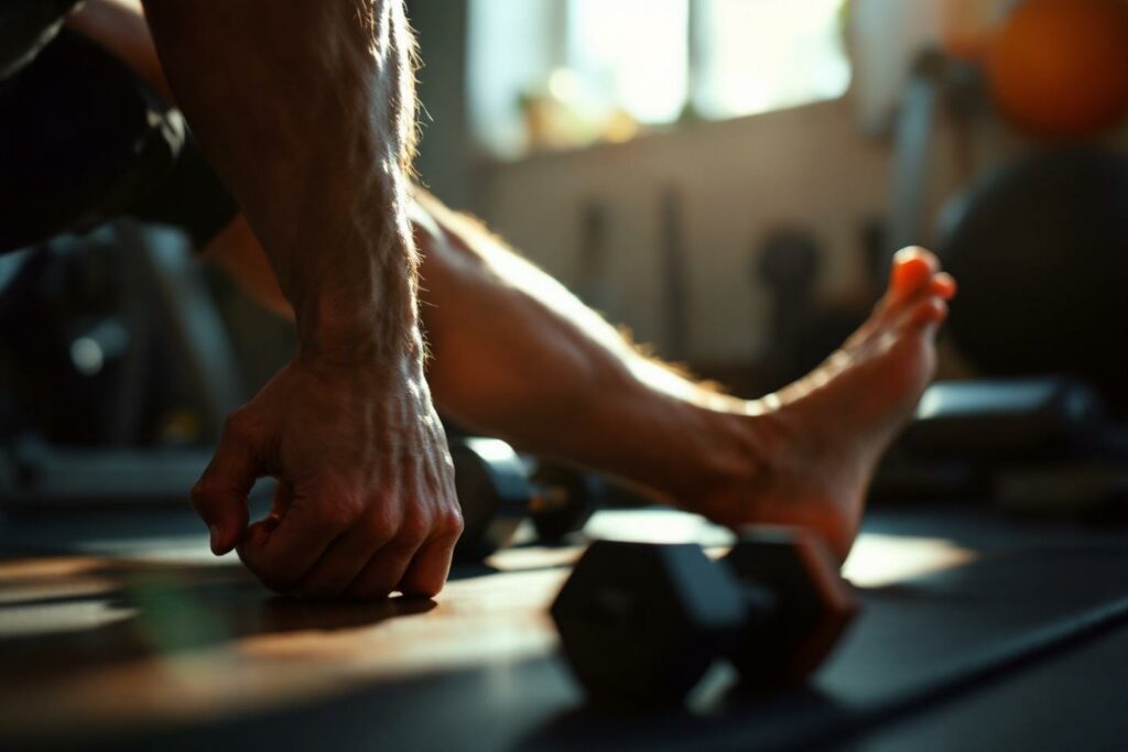 Gros plan sur une main et un pied pendant un exercice