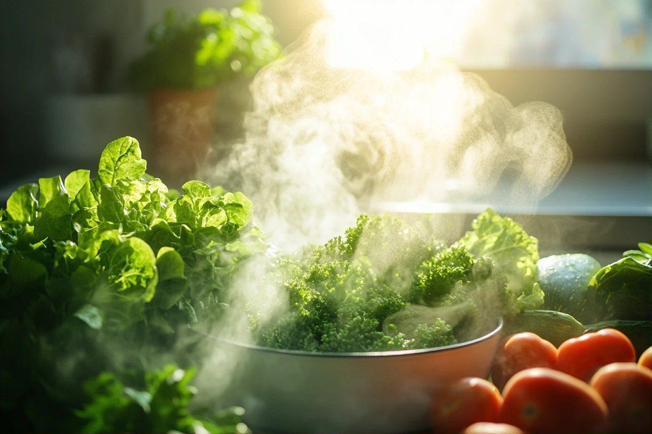 Brocoli et légumes verts frais cuits à la vapeur