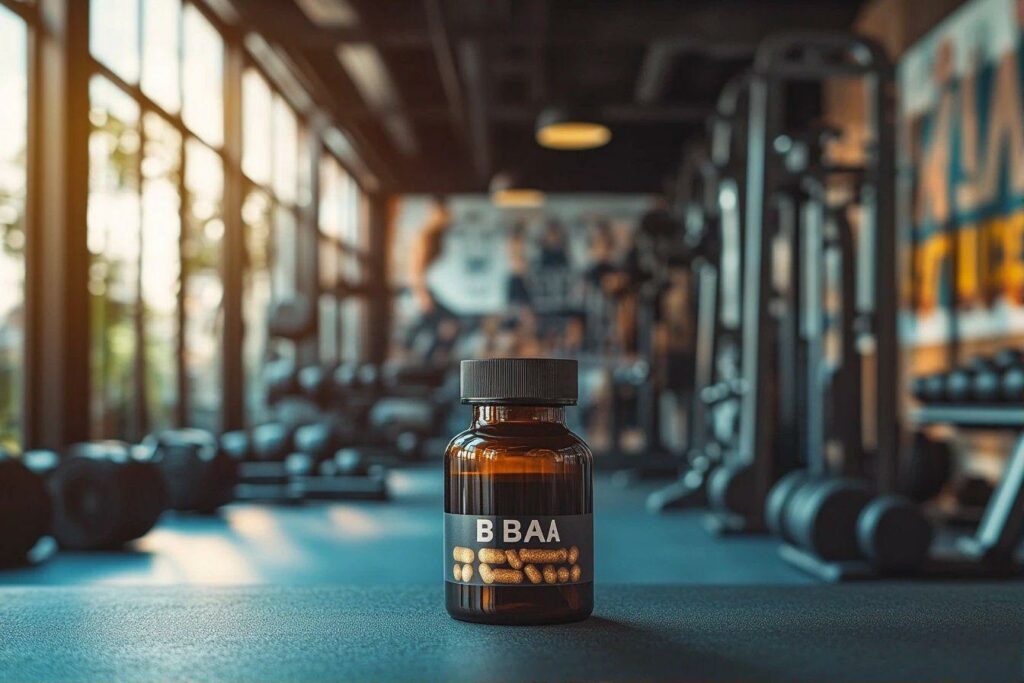 Bouteille de complément nutritif sur sol de gymnase